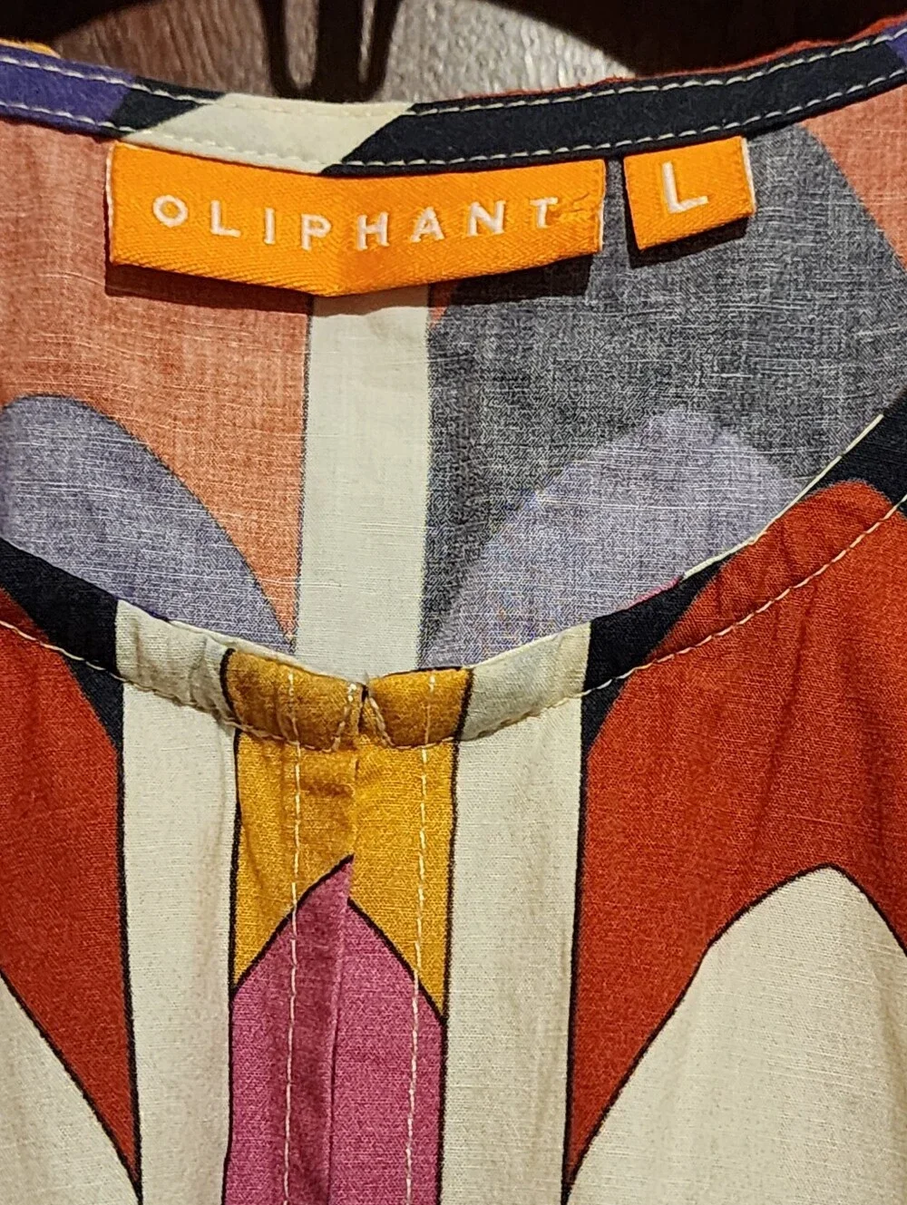 NWOT-OLIPHANT Geometric Multicolor Tiered Maxi Dress Size L-BohoChic